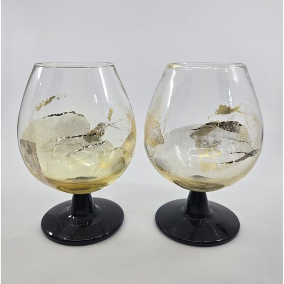 Randy Strong Art Glass Gold Leaf Cocktail Glasses (4) Signed - Picture 2 of 5